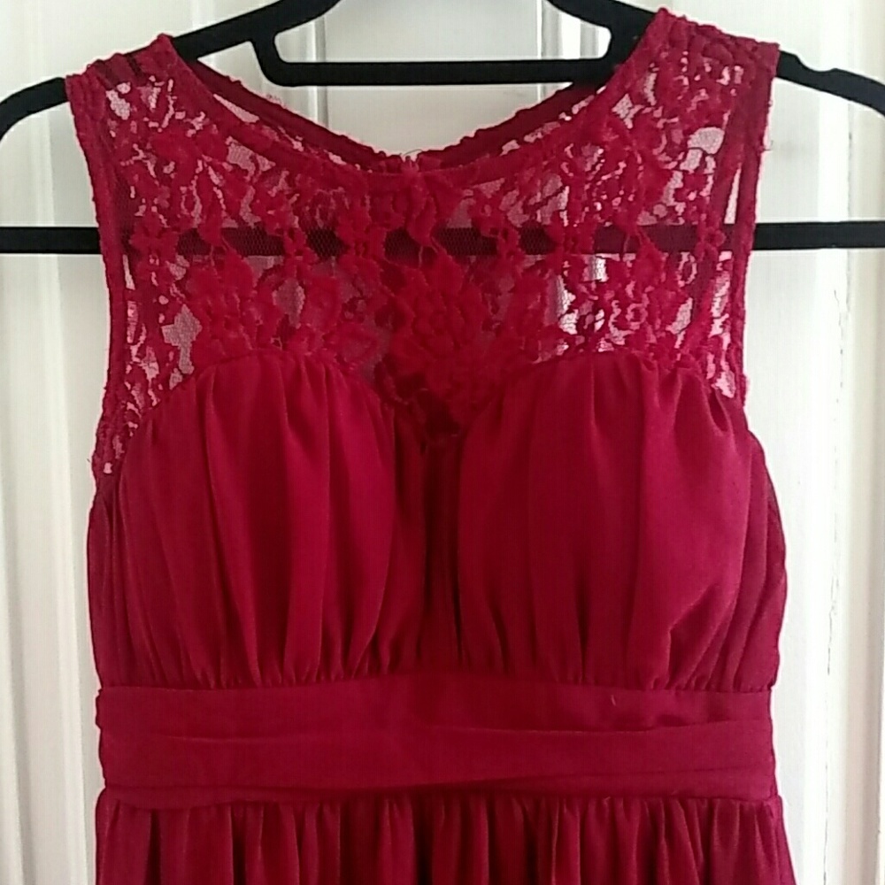 Burgundy floor length dress